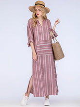 2Color Loose Comfortable Colorful Stripe Long Dress